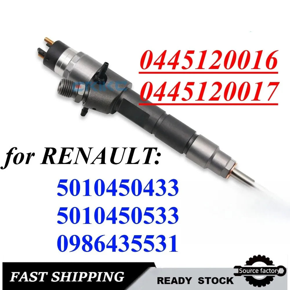 Fuel Injector0445120016 Common Rail Fuel Injector 0445120017 for Renault Midla 5010450533-High FlowCar Accessories