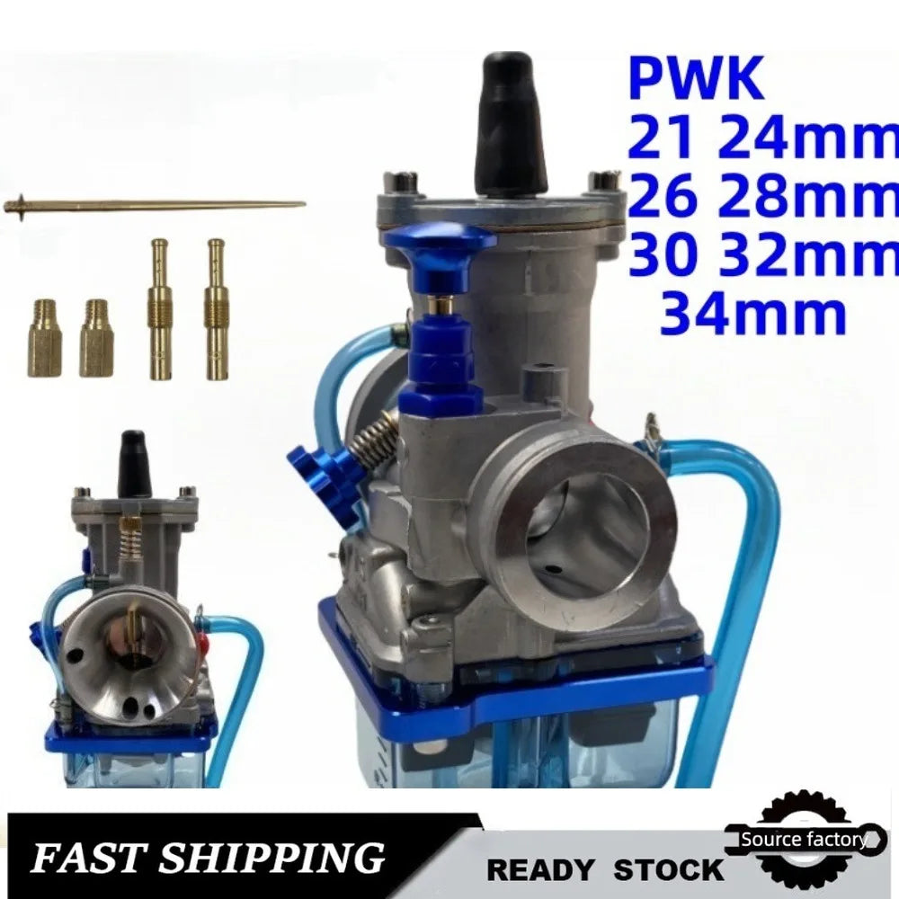 Carburetor for PWK21 24 26 28 30 32 34mm Transparent Blue Bottom Cover CNC High Speed Motorcycle Modification Accessories