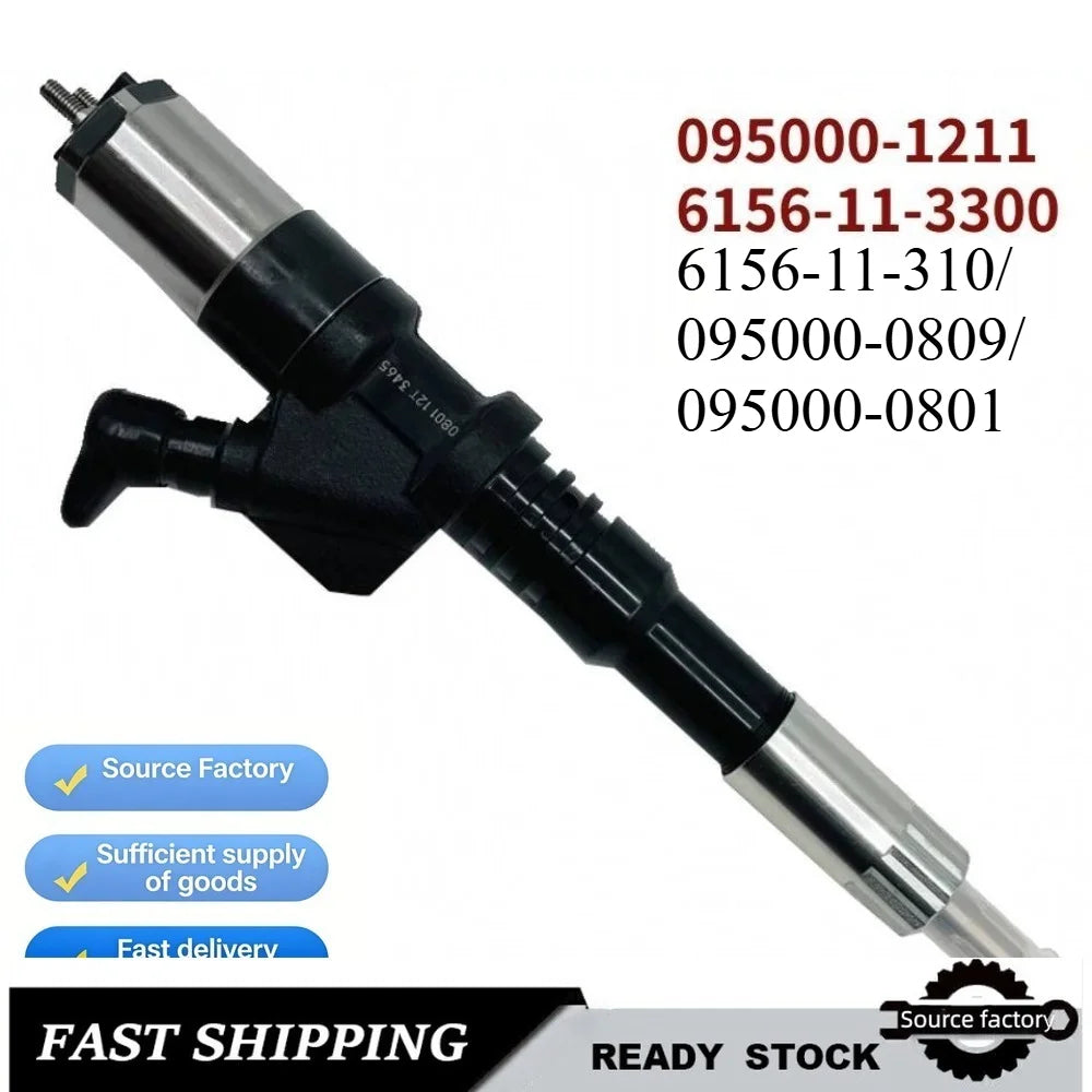 Common Rail Injector095000-1211/0809/0801/6156-11-3300/6156-11-310/ Diesel Fuel Injector for Komatsu S6D125-car Accessories