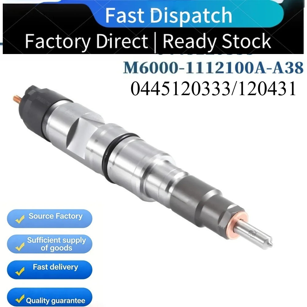 Fuel Injector0445120333/120431 Common Rail Fuel Injector for Yuchai Machinery M6000-1112100A-A38-High FlowCar Accessories