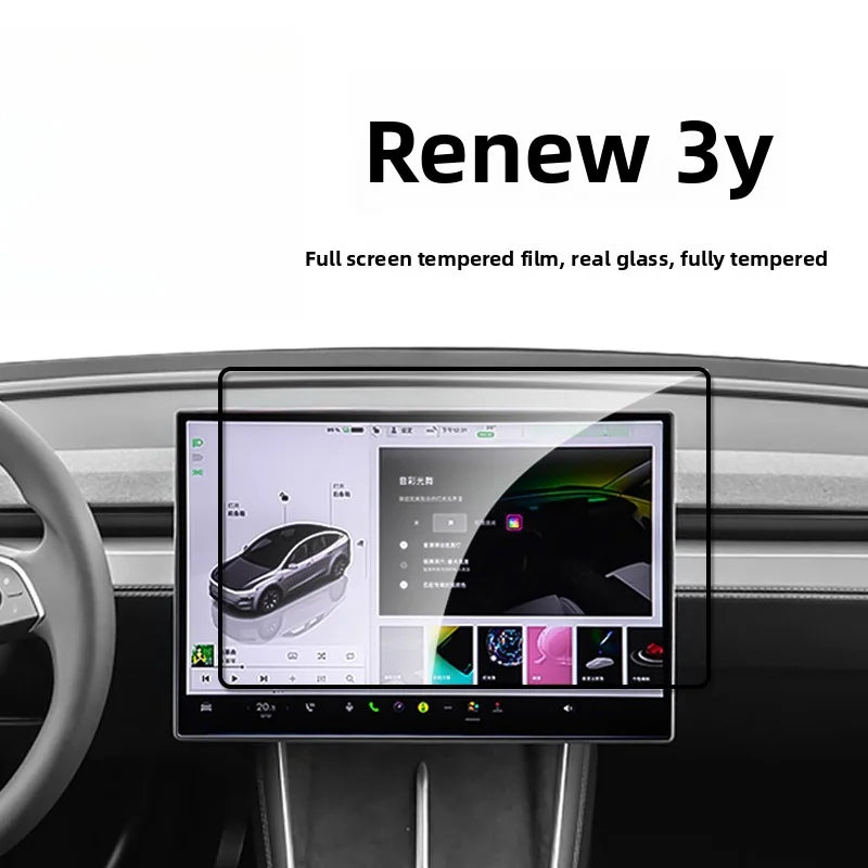 Glass Screen Protector for Tesla Refreshed Model 3 / Y Full Screen HD Clear Car Navigation Central Control Protective Film