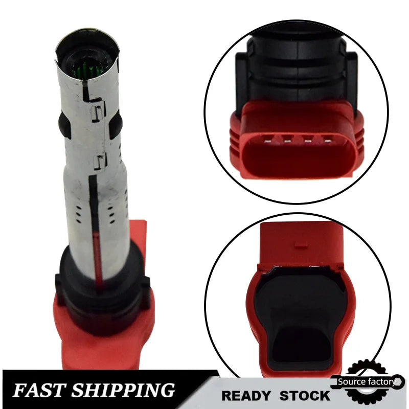 4 PCS Automotive Spark Plug Ignition Coil for Audi 0221604800 UF529 06E905115E Easy Installation Fast Shipping