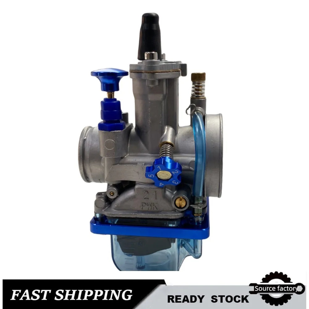 Carburetor for PWK21 24 26 28 30 32 34mm Transparent Blue Bottom Cover CNC High Speed Motorcycle Modification Accessories